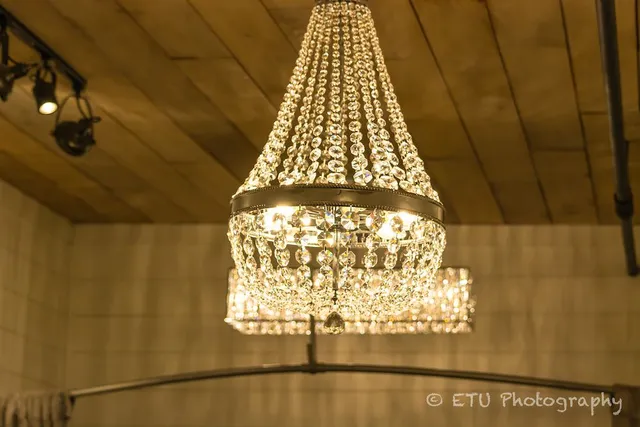 Crystal chandelier in elegant dressing room